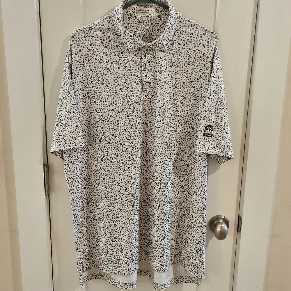 Peter Millar Summer Comfort Polo Shirt - Austin Texas All-Over Print - Large